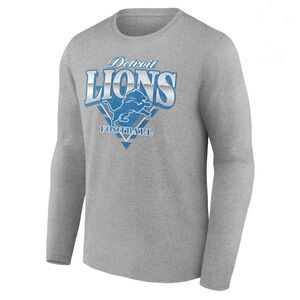 Detroit Lions Gray Long Sleeve Tee with Light Blue Logo